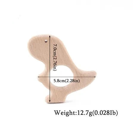 Wooden Teethers - Animal Shaped Baby Teething Toys Dino