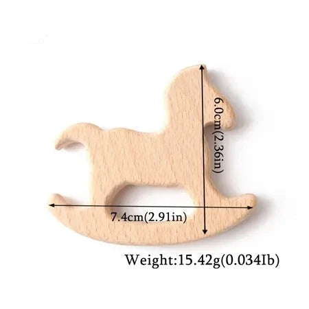 Wooden Teethers - Animal Shaped Baby Teething Toys rocking horse