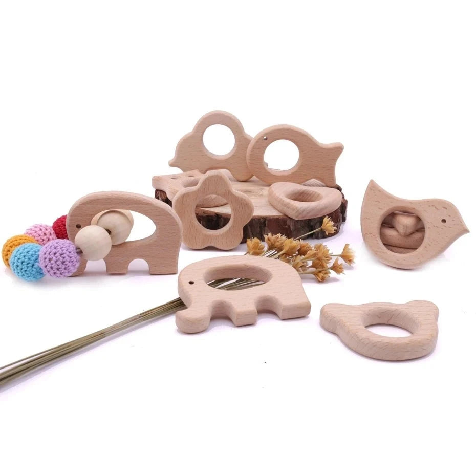 Wooden Teethers - Animal Shaped Baby Teething Toys