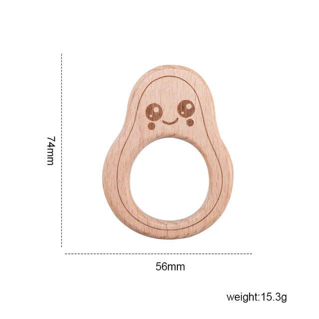 Wooden Teethers - Animal Shaped Baby Teething Toys Avocado