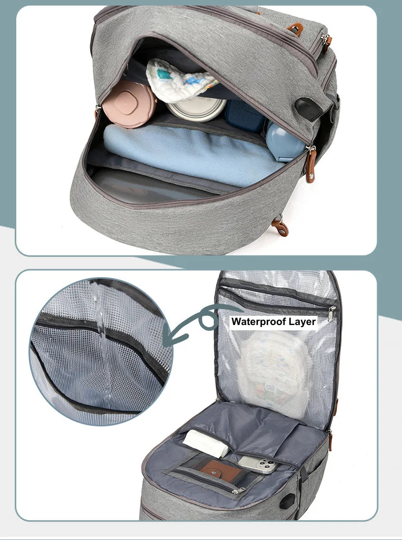 3-in-1 Unisex Nappy Bag Backpack with Foldable Changing Pad Diaper Wet Bags Baby Stork 