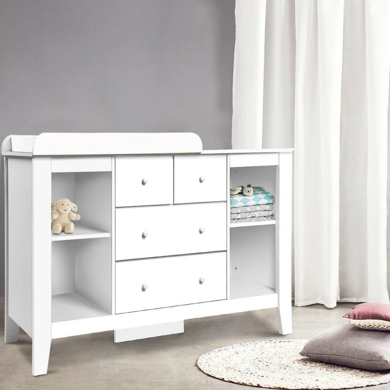 Baby Changing Table & Diaper Station with Drawers | Nursery Storage Cabinet