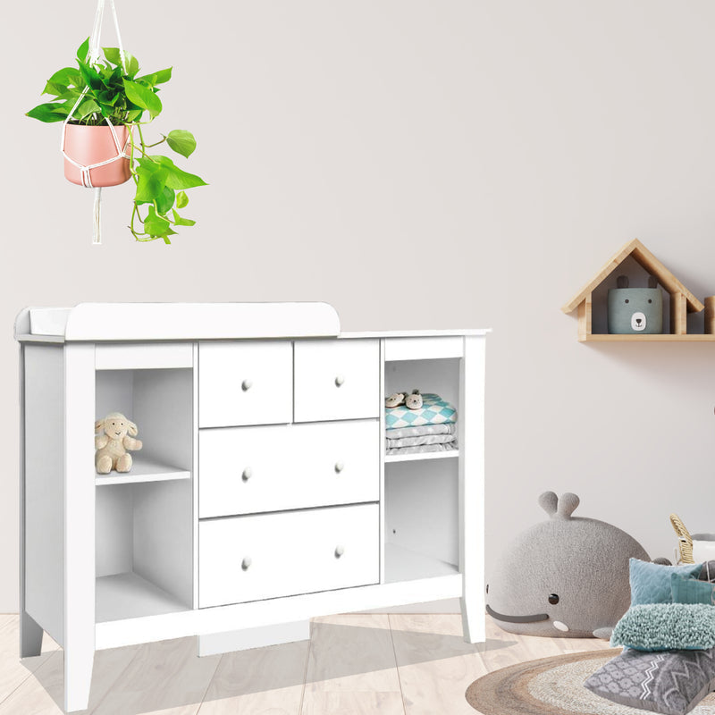 Baby Changing Table & Diaper Station with Drawers | Nursery Storage Cabinet