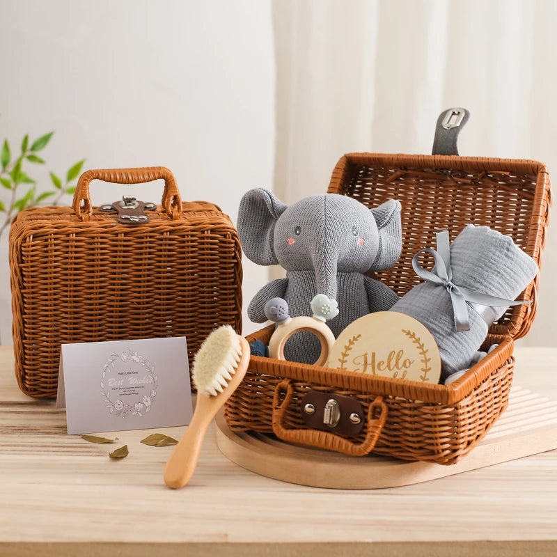 5pc Newborn Baby Gift Box Set - Elegant and Thoughtful Baby Essentials and Toy Baby Gift Sets Baby Stork 