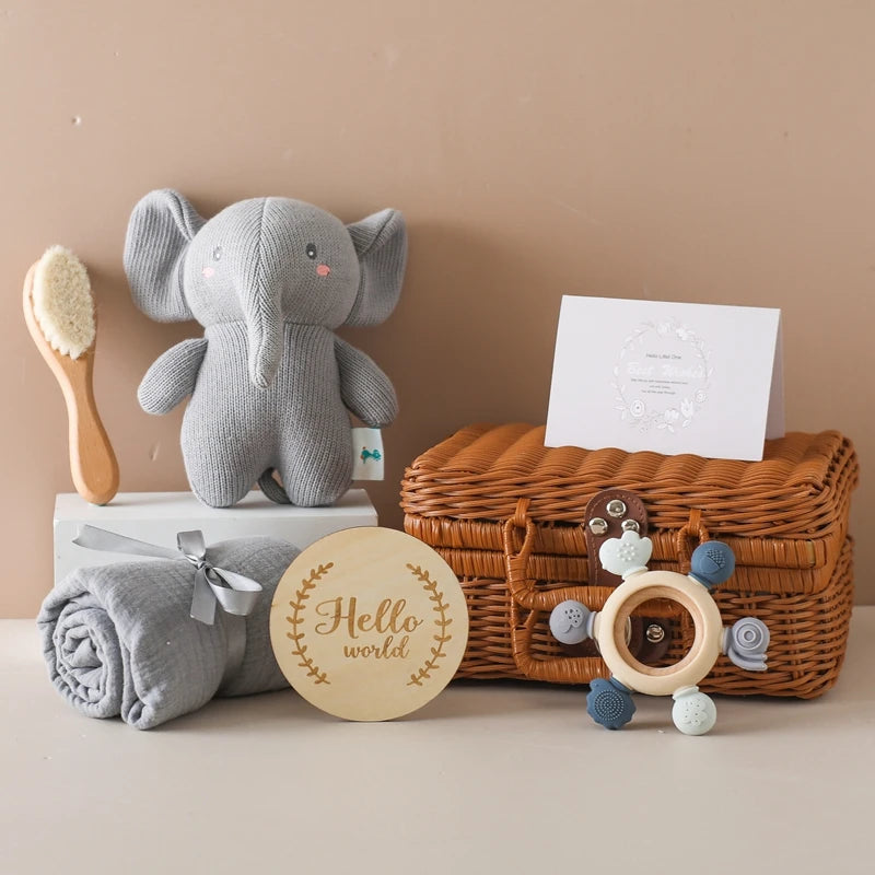 5pc Newborn Baby Gift Box Set - Elegant and Thoughtful Baby Essentials and Toy Baby Gift Sets Baby Stork 