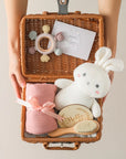 5pc Newborn Baby Gift Box Set - Elegant and Thoughtful Baby Essentials and Toy Baby Gift Sets Baby Stork Rabbit Set 2 