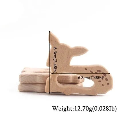 Wooden Teethers - Animal Shaped Baby Teething Toys deer