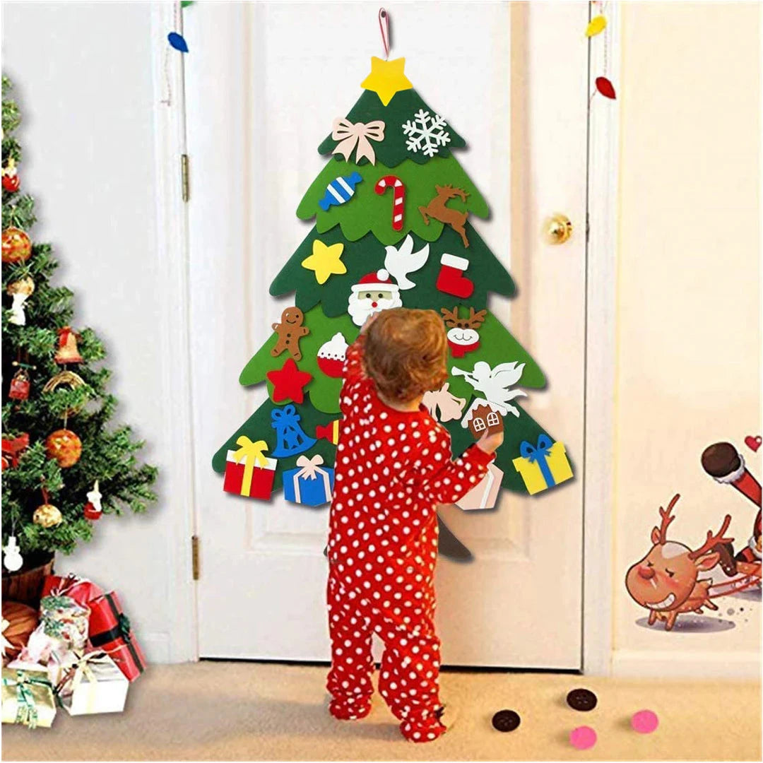 DIY Felt Christmas Tree Kit with 24 Fun Ornaments