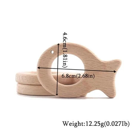 Wooden Teethers - Animal Shaped Baby Teething Toys Fish