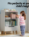 Kids Bookshelf 3 Tiers Storage Children Bookcase Toys Organiser Drawer