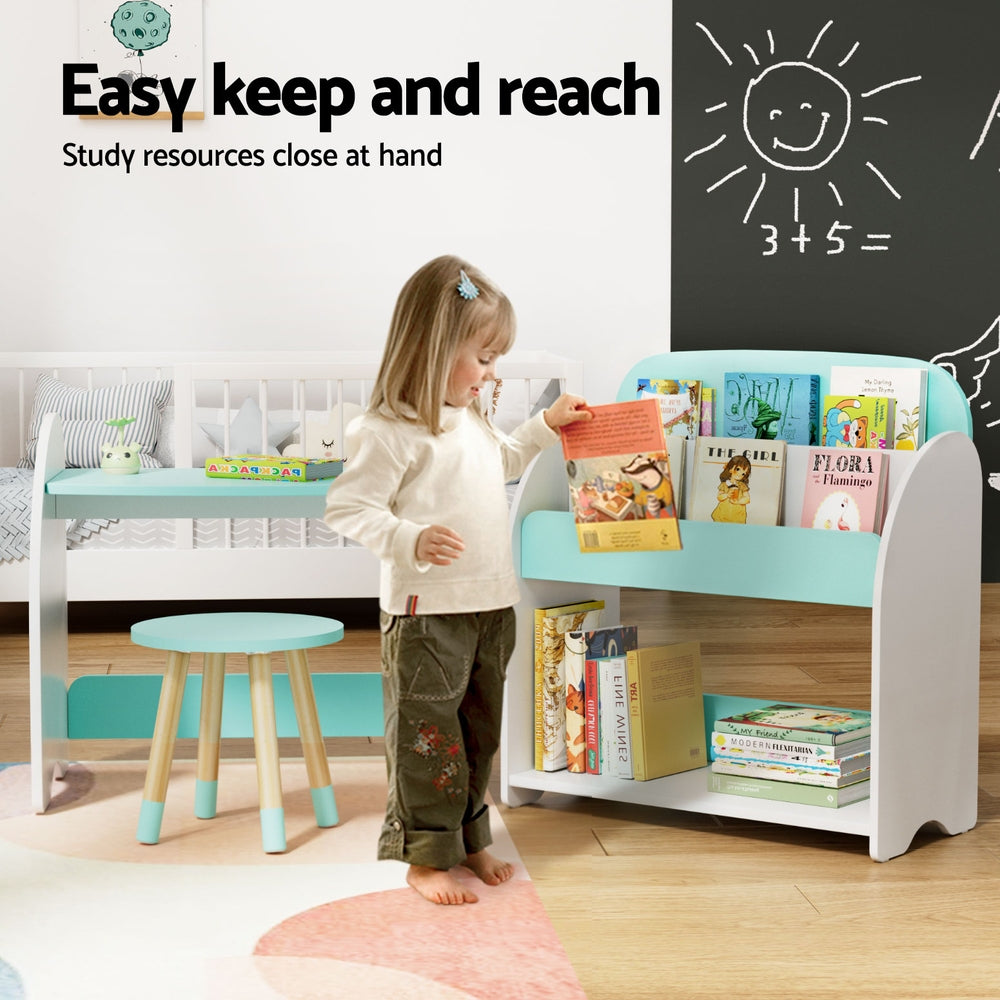 Kids Bookshelf 2-in-1 Table & Chair Set | Bookcase & Toy Storage Organiser