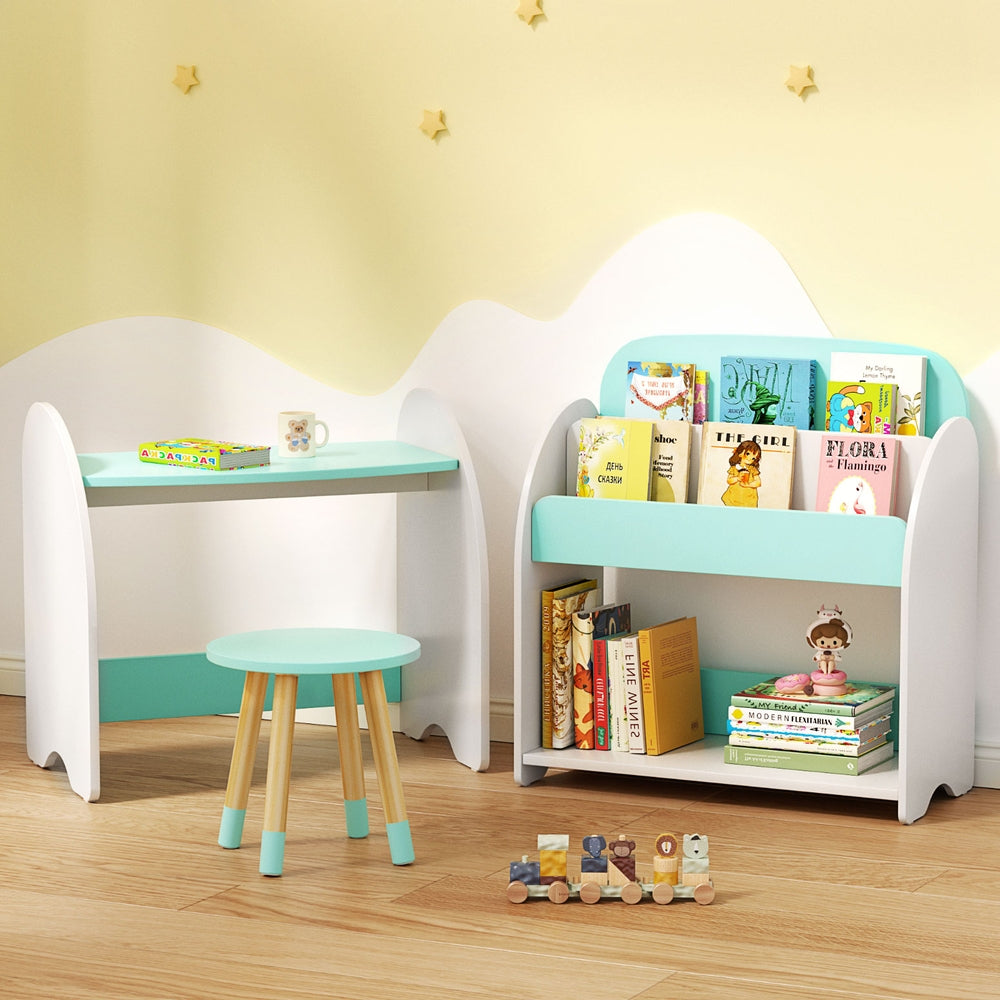 Kids Bookshelf 2-in-1 Table & Chair Set | Bookcase & Toy Storage Organiser