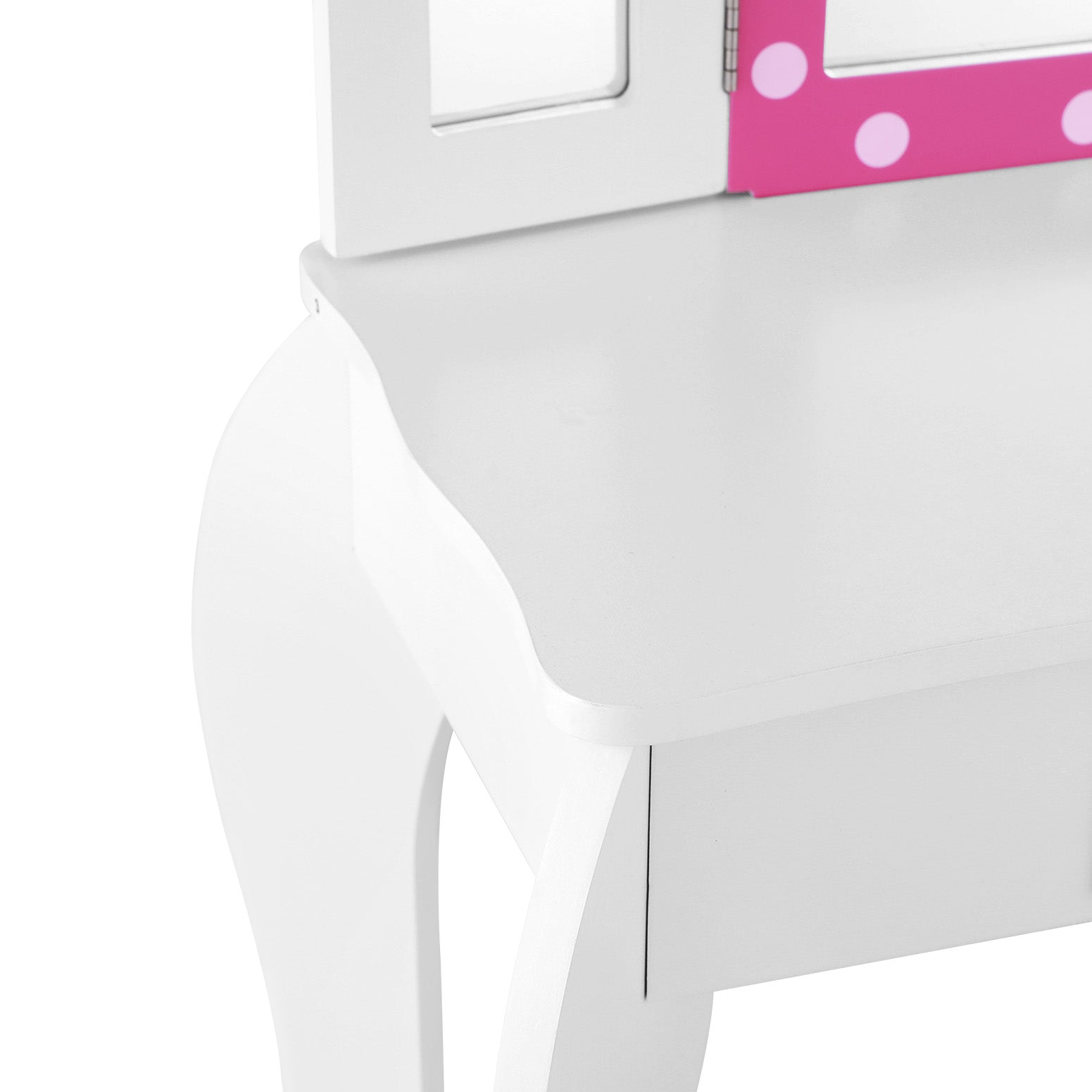 Polka Dot Dressing Table & Stool Set | White & Pink Vanity with Mirror | Disney Mini Mouse inspired 