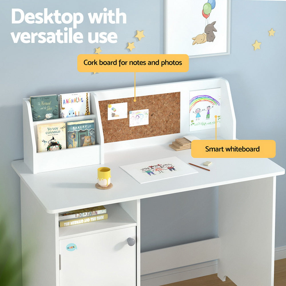 Kids Study Desk & Chair Set | Storage Cabinet & Corkboard Organiser