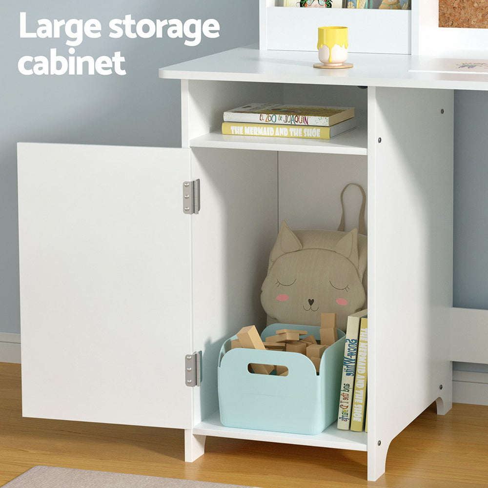 Kids Study Desk & Chair Set | Storage Cabinet & Corkboard Organiser