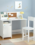 Kids Study Desk & Chair Set | Storage Cabinet & Corkboard Organiser