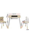 3PCS Kids Table and Chairs Set Activity Desk Chalkboard Toy Hidden Storage