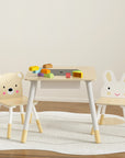 3PCS Kids Table and Chairs Set Activity Desk Chalkboard Toy Hidden Storage