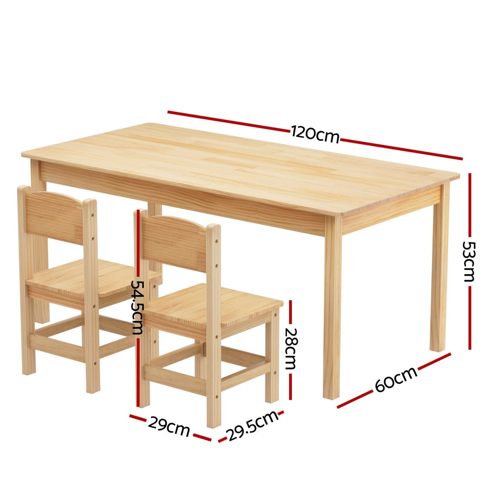 Toddler & Kids Table and 2 Chairs Set Pinewood - ideal Desk