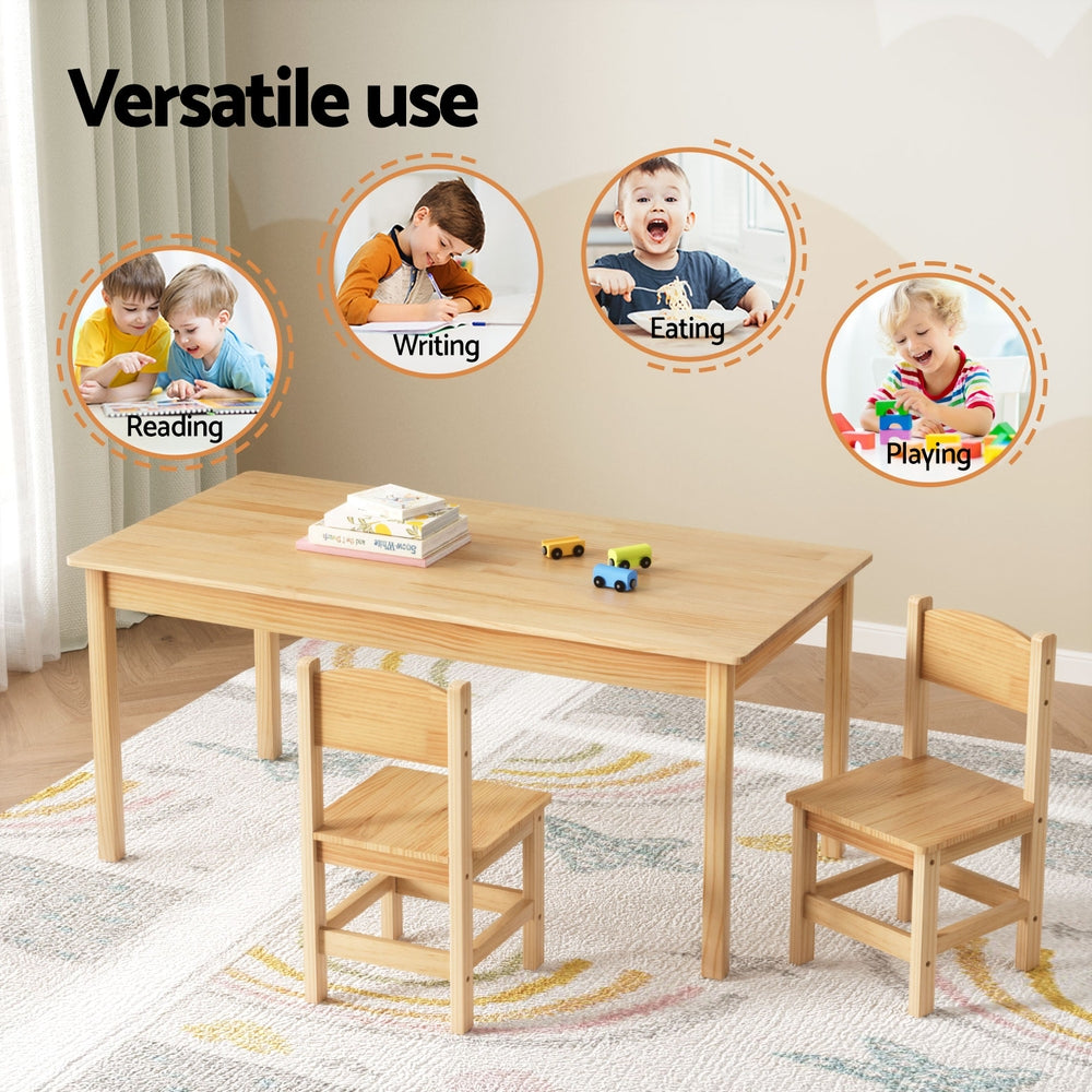 Toddler & Kids Table and 2 Chairs Set Pinewood - ideal Desk