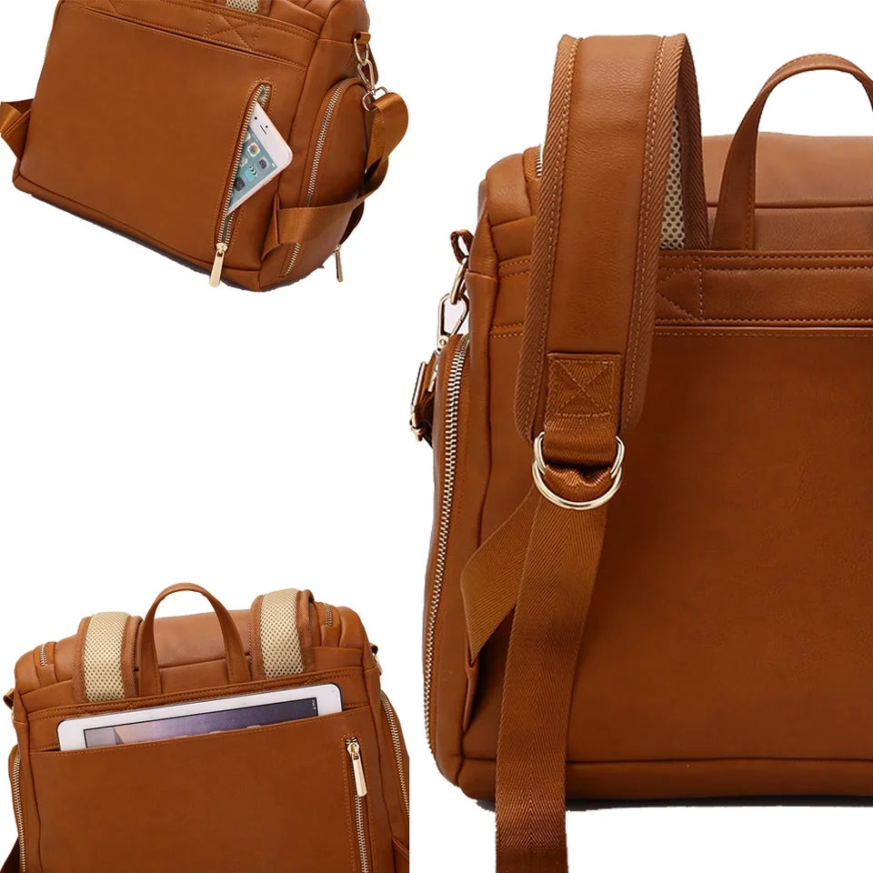 Luxury Compact Vegan Leather Diaper Bag