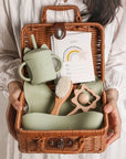 Elegant Vintage-Inspired Baby Gifting Basket Set in Mint