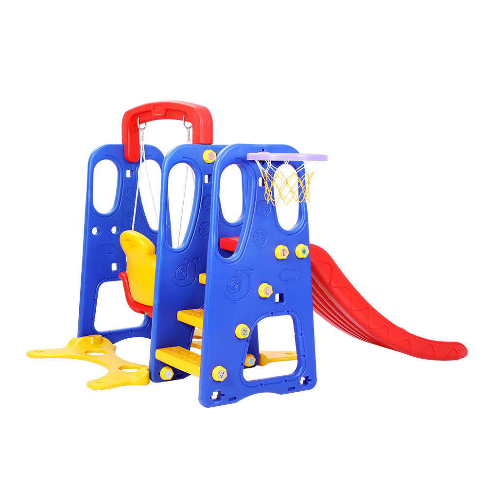 Kids 3-in-1 Slide &amp; Swing Playset with Basketball Hoop | Indoor &amp; Outdoor Playground