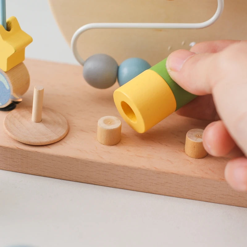 Wooden Space-Themed Beaded Busy Toy for Babies | Educational &amp; Eco-Friendly Fun