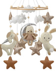 Fairy on the Moon Baby Mobile with Unicorn & Bunny Balloons | Nursery Crib Hanging Decor