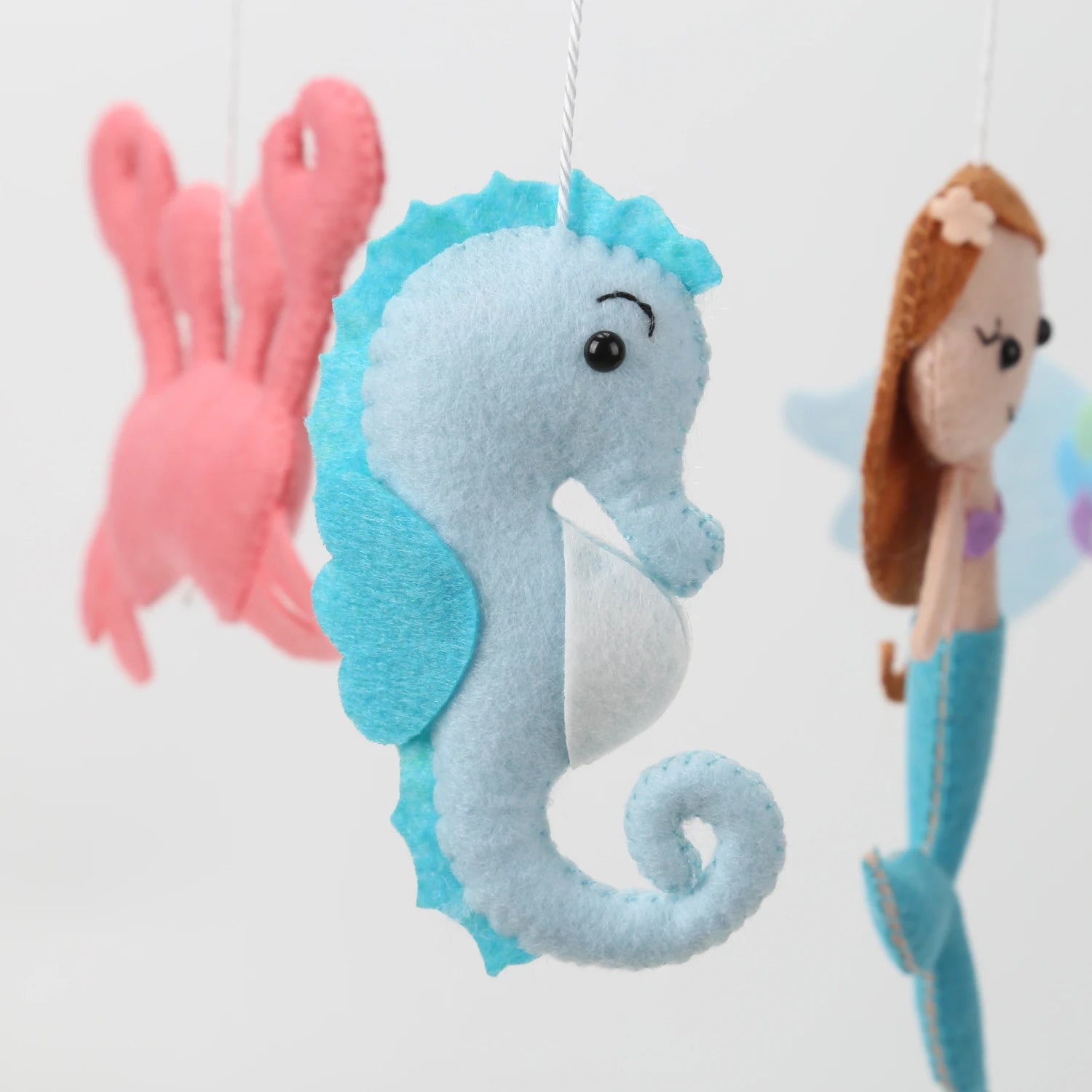 My Little Mermaid Baby Mobile - Under the Sea Musical Mobile Ocean Animals Cot Mobile - seahorse up close