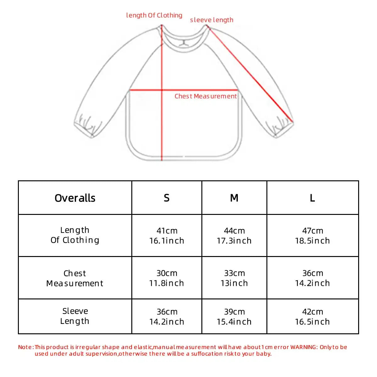 Full Sleeve Feeding Smock Bib with Adorable Thrilled Collar - Solid Colour