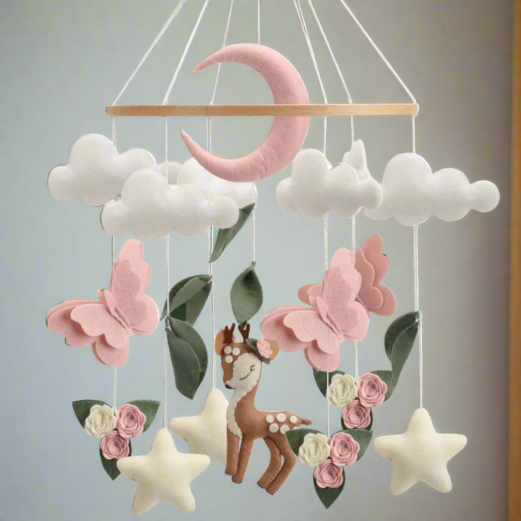 Woodland Deer &amp; Butterfly Nursery Mobile | Baby Shower Gift