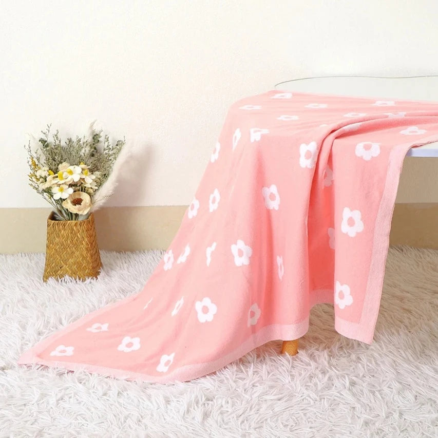 Soft Baby Blossomed Flowers Blanket | 100% Cotton, 70x90cm