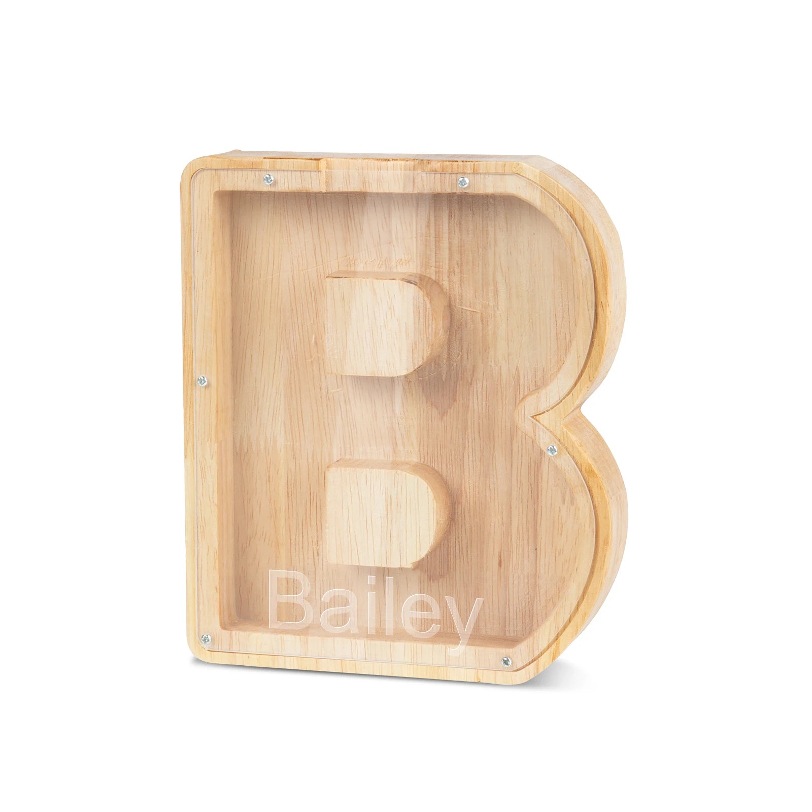 B - Personalised Wooden Initial Letter Piggy Bank - Custom Name Gifts for Kids From Baby Stork