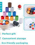 Montessori Wooden Balls in Cups Sorter - Rainbow Color Sorting Game Size Chart