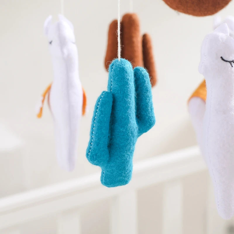 Handmade Alpaca Crib Mobile | Boho Nursery Hanging Decor | Soft Felt &amp; Natural Wood