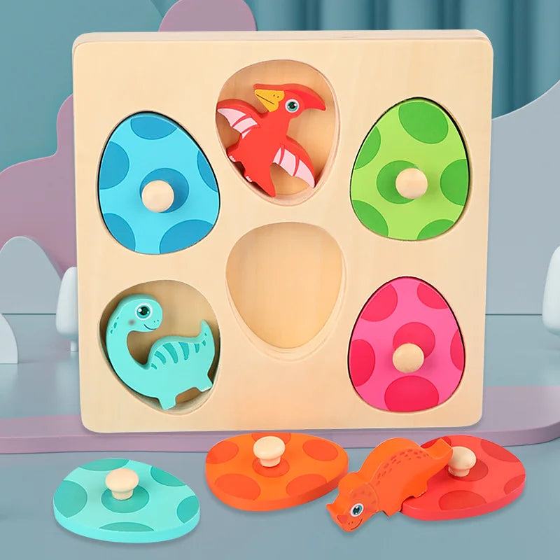 Wooden 3D Dinosaur Egg Multi-Layer Puzzle Toddler Colour Sorting Game