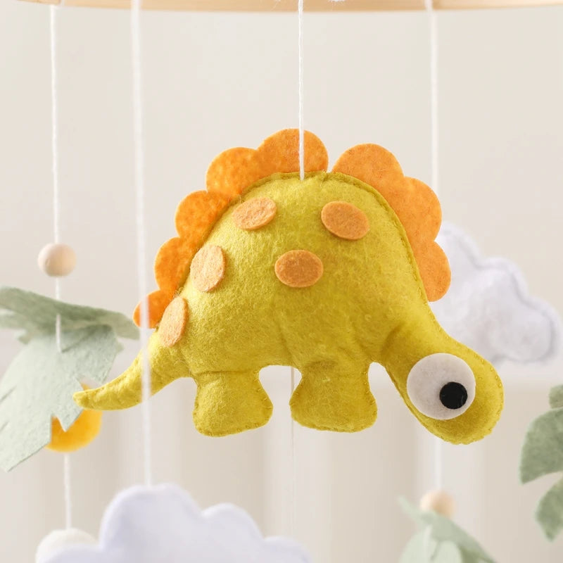 Handmade Stegosaurus Dinosaur Crib Mobile | Soft Felt &amp; Natural Wood | Nursery Decor