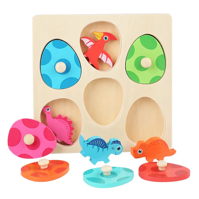 Wooden 3D Dinosaur Egg Multi-Layer Puzzle Toddler Colour Sorting Game