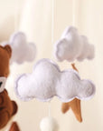 Bear Cuddling the Moon & Night Sky Felt Nursery Mobile