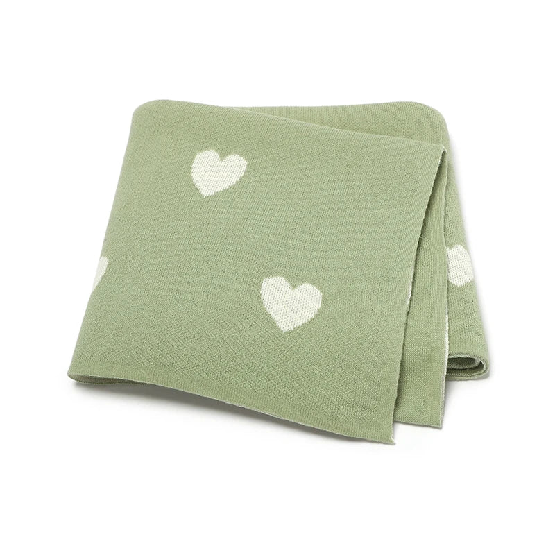 Soft Knit Love Heart Baby Blanket | 100% Cotton, 70x90cm