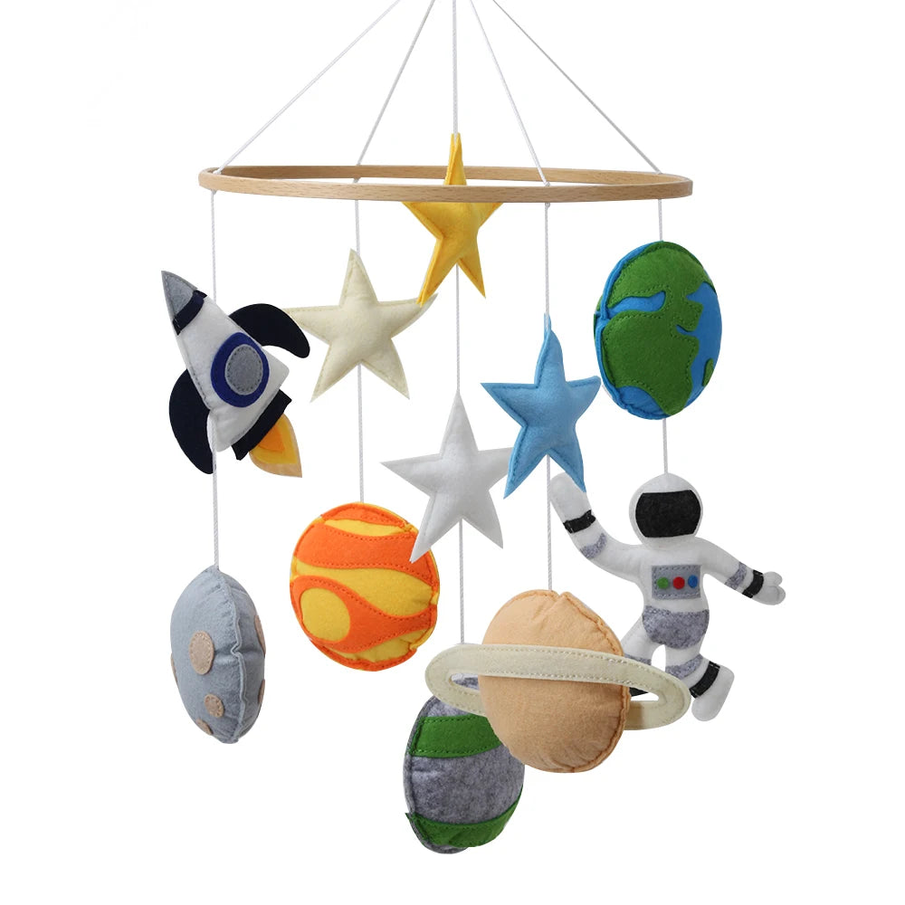 Space Nursery Mobile | Solar System Baby Crib Mobile with Felt Astronaut & Spaceship | Perfect Baby Shower Gift