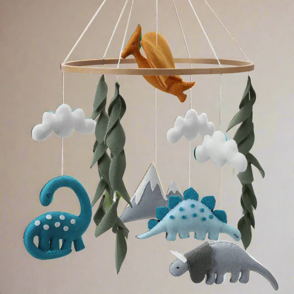 Premium Dinosaur Felt Baby Mobile | Jurassic Nursery Hanging Decor 