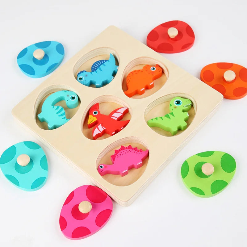 Wooden 3D Dinosaur Egg Multi-Layer Puzzle Toddler Colour Sorting Game