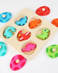 Wooden 3D Dinosaur Egg Multi-Layer Puzzle Toddler Colour Sorting Game