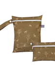 Brown deers and trees 2pcs Cute Travel Wet Dry Bag Set - Waterproof & Portable for Beach, Pool, Nappies, and more