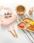 Eco-Friendly Rainbow Bamboo Baby Feeding Set - 7pcs | Non-Slip Suction Cups & Teether