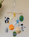 Space Nursery Mobile | Solar System Baby Crib Mobile with Felt Astronaut & Spaceship | Perfect Baby Shower Gift