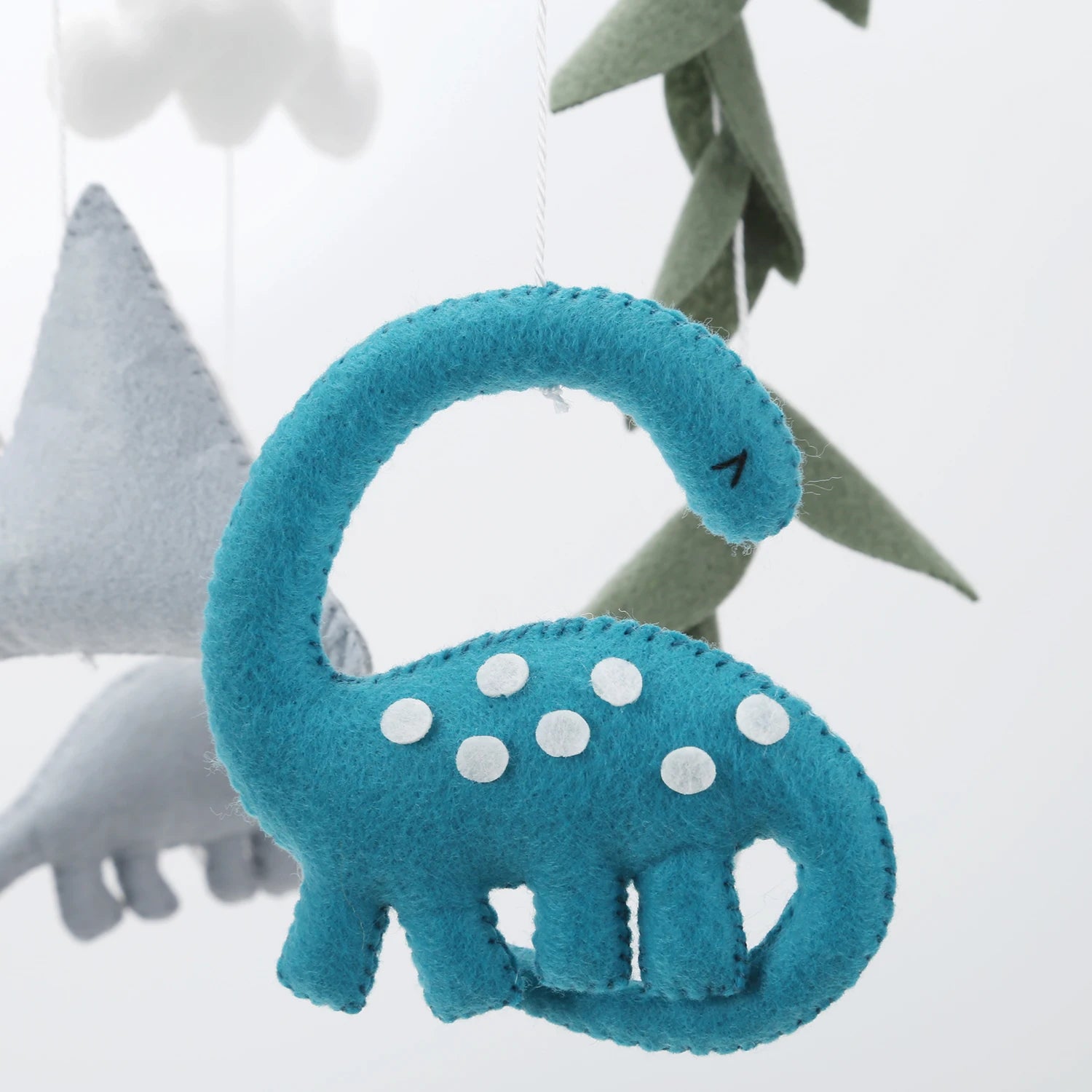 Premium Dinosaur Felt Baby Mobile | Jurassic Nursery Hanging Decor close up