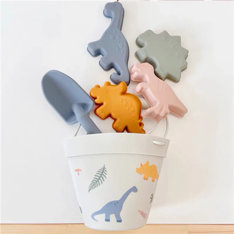 Silicone Beach Bucket Playset - 6 Designs for Beach Time Fun dinosaur boys